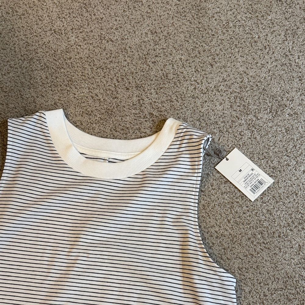a new day Striped Sleeveless Midi Dress - White and Gray - Picture 2 of 4